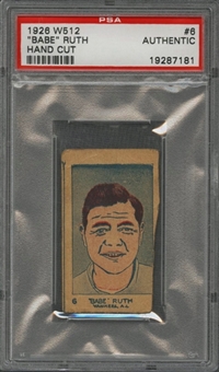 1926 W512 #6 Babe Ruth Hand Cut Strip Card – PSA Authentic